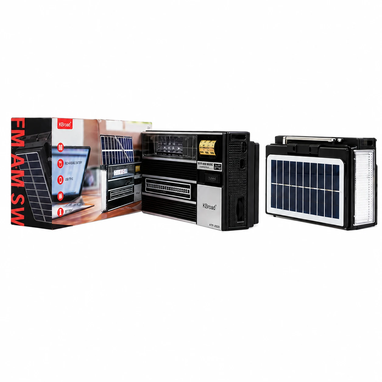 RADIO BLUETOOTH CON PANEL SOLAR Y LINTERNA - KTF-2523
