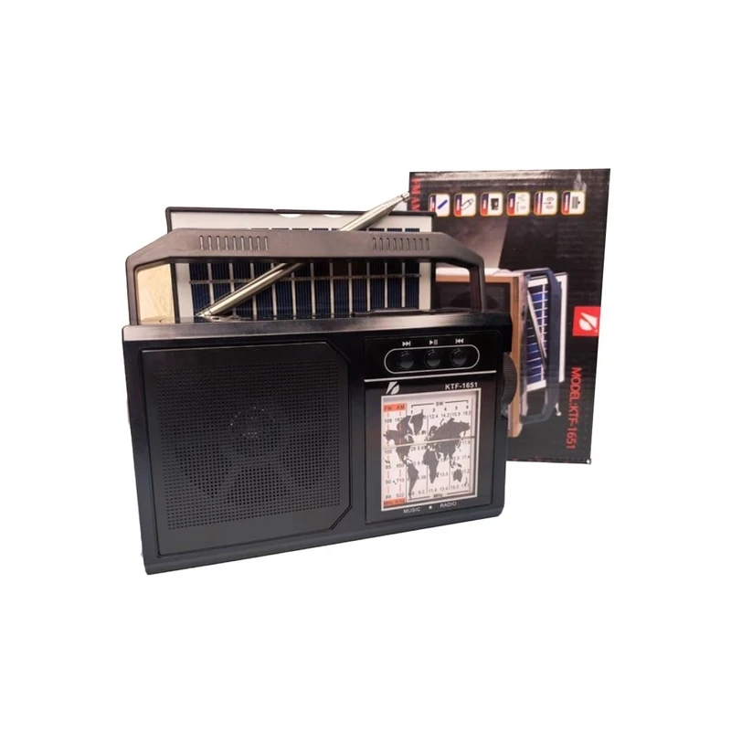 RADIO BLUETOOTH CON PANEL SOLAR Y LINTERNA - KTF-1651
